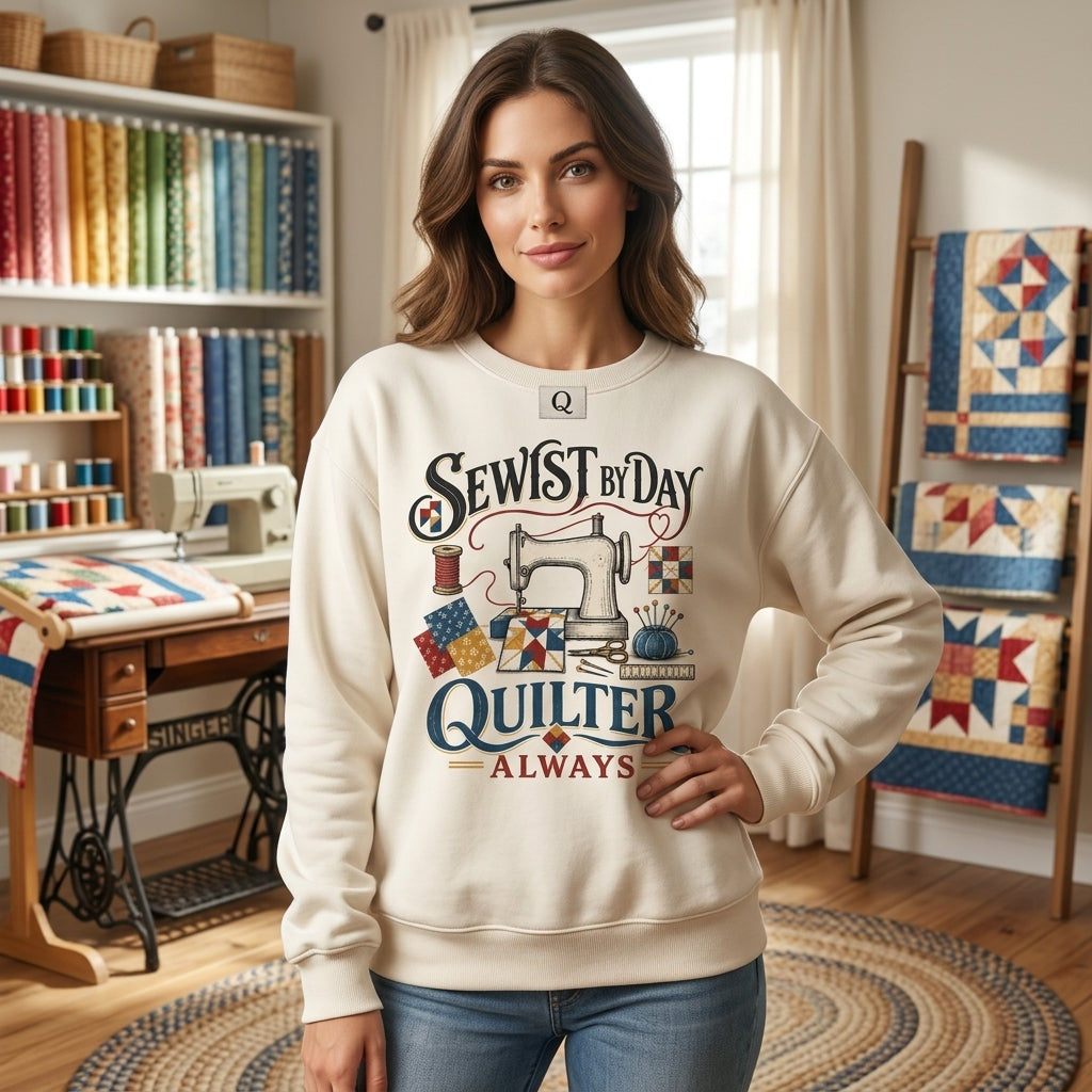 Sewist By Day Quilter Always T-shirt Sweatshirt Hoodie – Unique Gift for Quilters - mockup 2