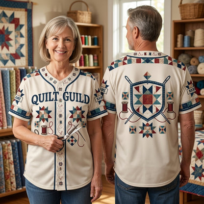 Custom Quilt Guild Patchwork Baseball Jersey - Personalized Quilter Gift - mockup 1