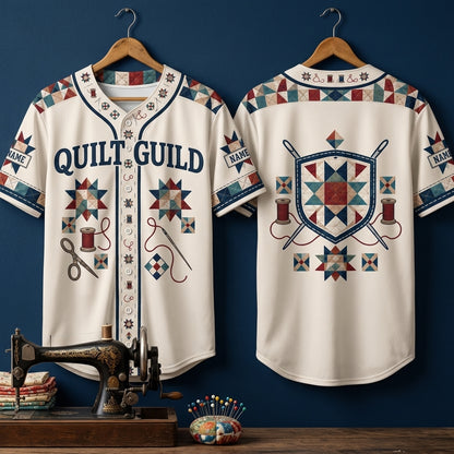 Custom Quilt Guild Patchwork Baseball Jersey - Personalized Quilter Gift - mockup 3