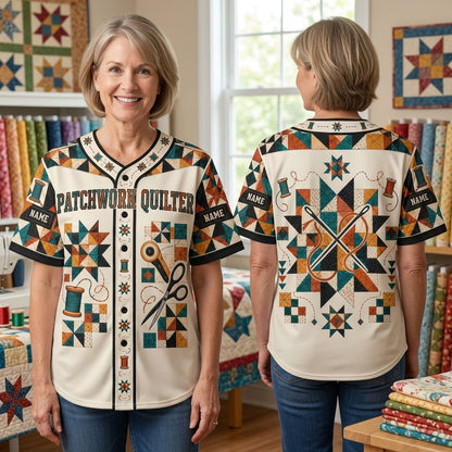 Personalized Patchwork Quilter Baseball Jersey - Custom Sewing Gift for Quilting Enthusiasts - mockup 1