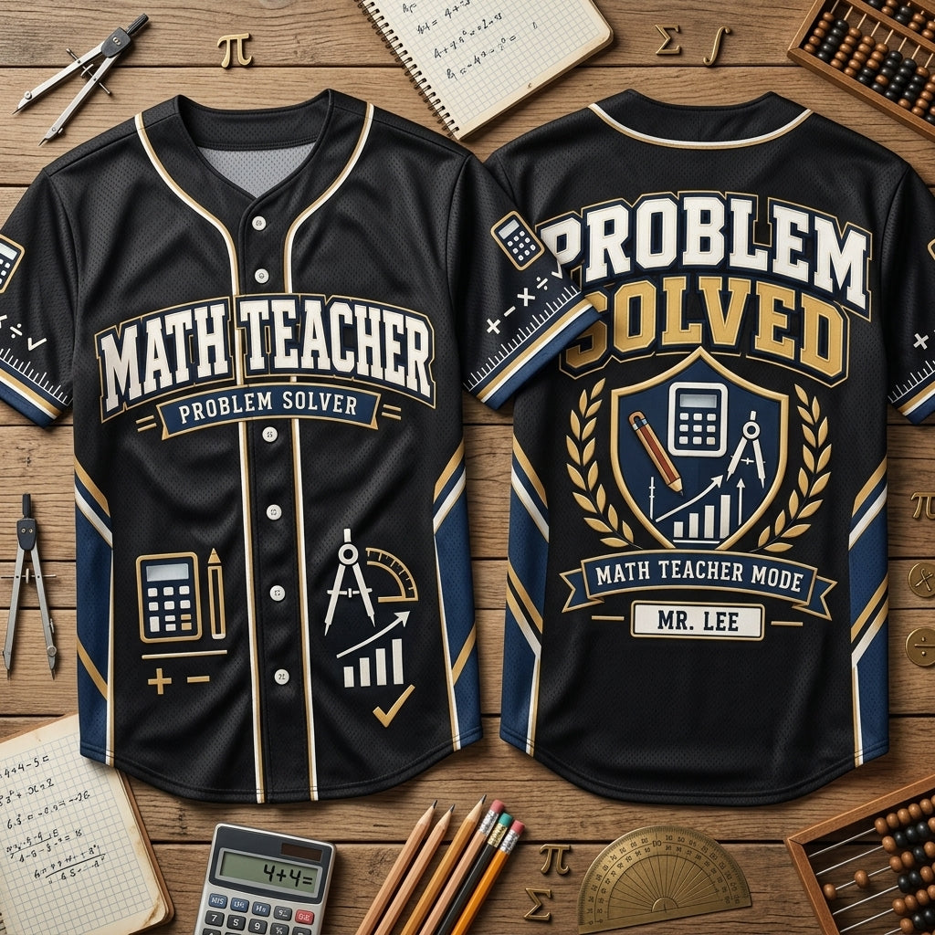 Personalized Math Teacher Problem Solver Baseball Jersey – Custom Educator Gift - mockup 2