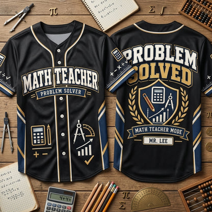 Personalized Math Teacher Problem Solver Baseball Jersey – Custom Educator Gift - mockup 2