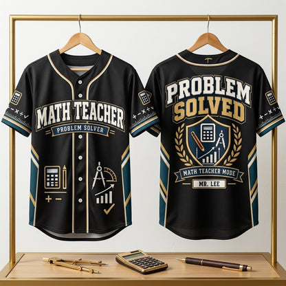 Personalized Math Teacher Problem Solver Baseball Jersey – Custom Educator Gift - mockup 3