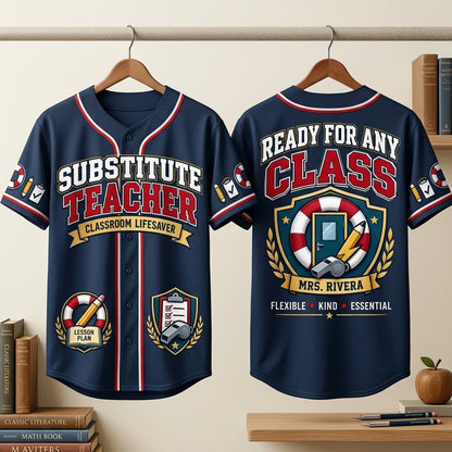 Personalized Substitute Teacher Classroom Lifesaver Baseball Jersey - Educator Gift - mockup 3