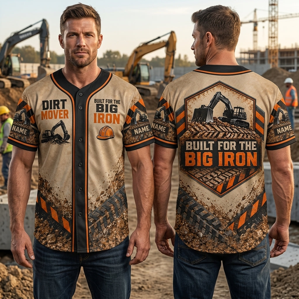 Personalized Heavy Equipment Operator Dirt Mover Baseball Jersey - Custom Gift for Construction Workers - mockup 1