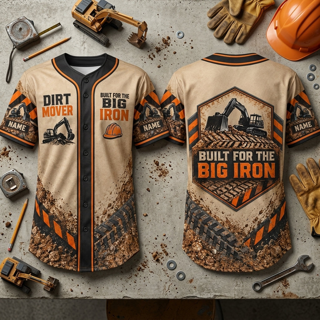 Personalized Heavy Equipment Operator Dirt Mover Baseball Jersey - Custom Gift for Construction Workers - mockup 2
