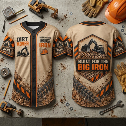 Personalized Heavy Equipment Operator Dirt Mover Baseball Jersey - Custom Gift for Construction Workers - mockup 2