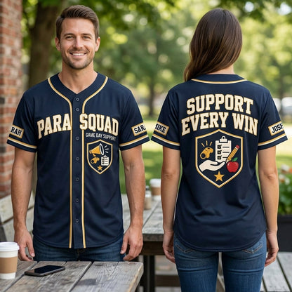Personalized Para Squad Game Day Support Baseball Jersey – Custom Paraprofessional Apparel - mockup 1