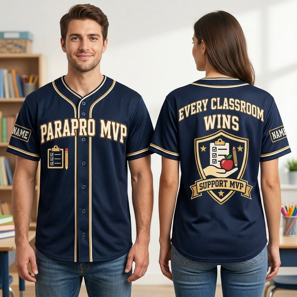 Personalized Paraprofessional Varsity Support MVP Baseball Jersey - Education Gift - mockup 1