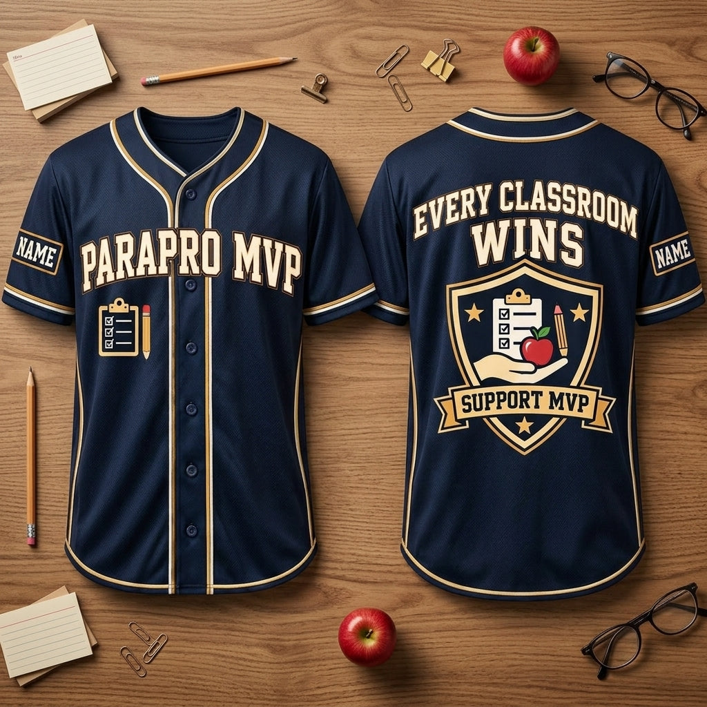 Personalized Paraprofessional Varsity Support MVP Baseball Jersey - Education Gift - mockup 2