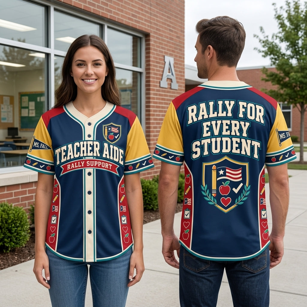 Personalized Paraeducator Sideline Support Baseball Jersey - Teacher Aide Gift - mockup 1