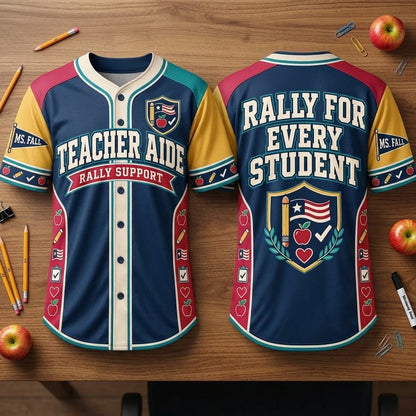 Personalized Paraeducator Sideline Support Baseball Jersey - Teacher Aide Gift - mockup 2