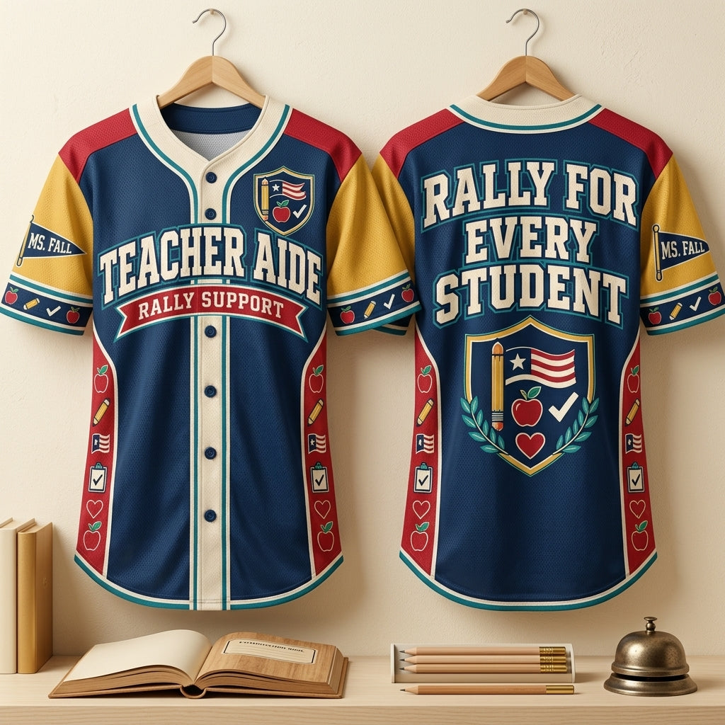 Personalized Paraeducator Sideline Support Baseball Jersey - Teacher Aide Gift - mockup 3