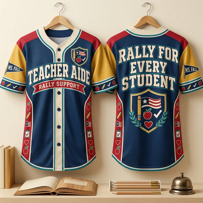 Personalized Paraeducator Sideline Support Baseball Jersey - Teacher Aide Gift - mockup 3