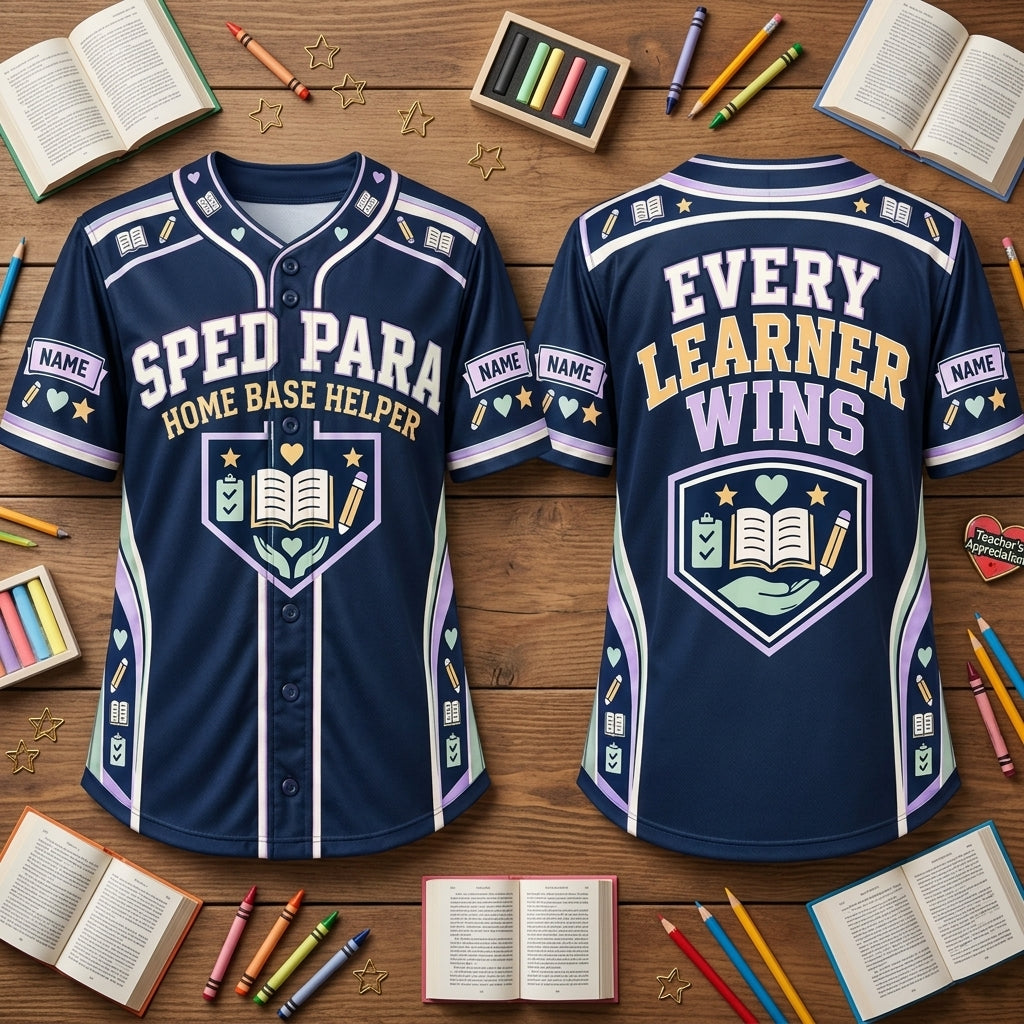Custom SPED Para Home Base Helper Baseball Jersey - Special Education Professional Gift - mockup 2