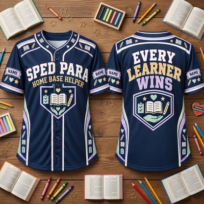 Custom SPED Para Home Base Helper Baseball Jersey - Special Education Professional Gift - mockup 2