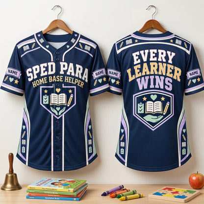 Custom SPED Para Home Base Helper Baseball Jersey - Special Education Professional Gift - mockup 3