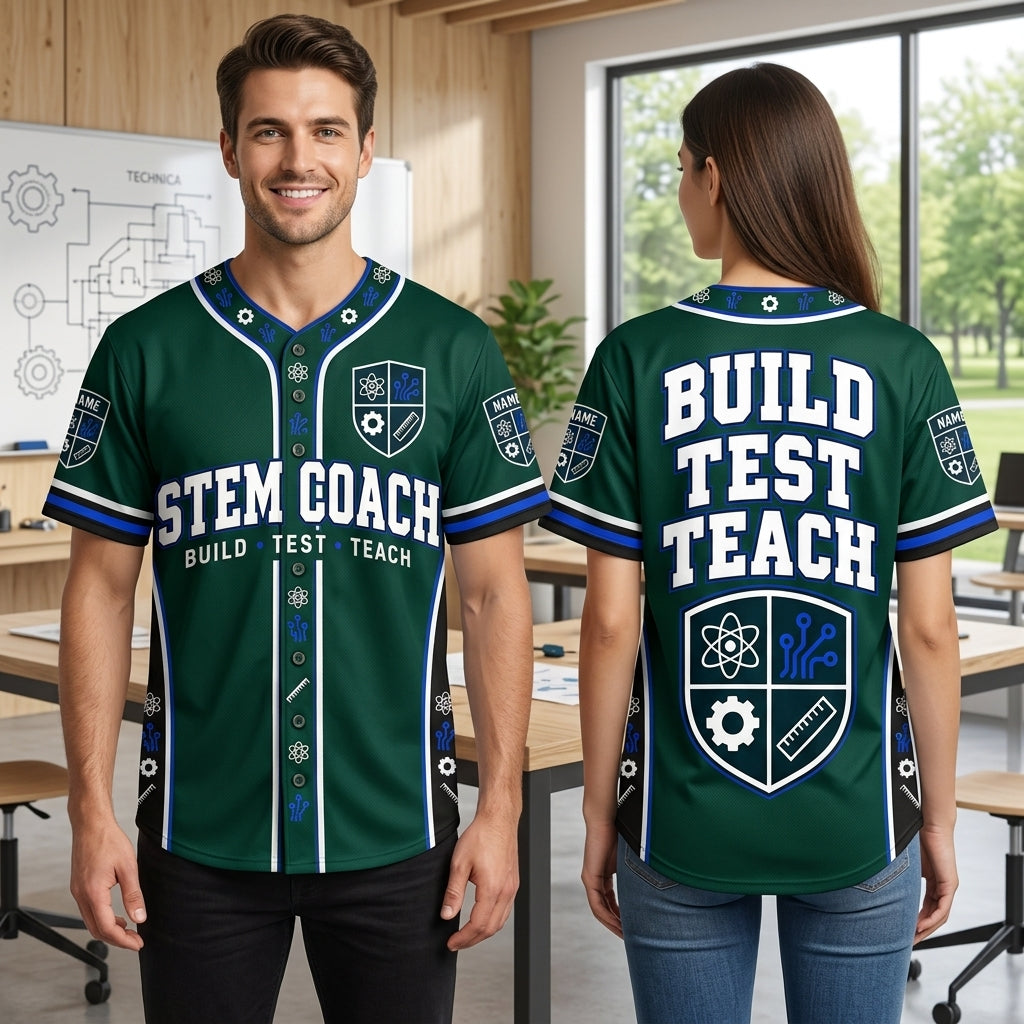 Personalized STEM Teacher Coach Baseball Jersey – Custom Science & Engineering Gift - mockup 1