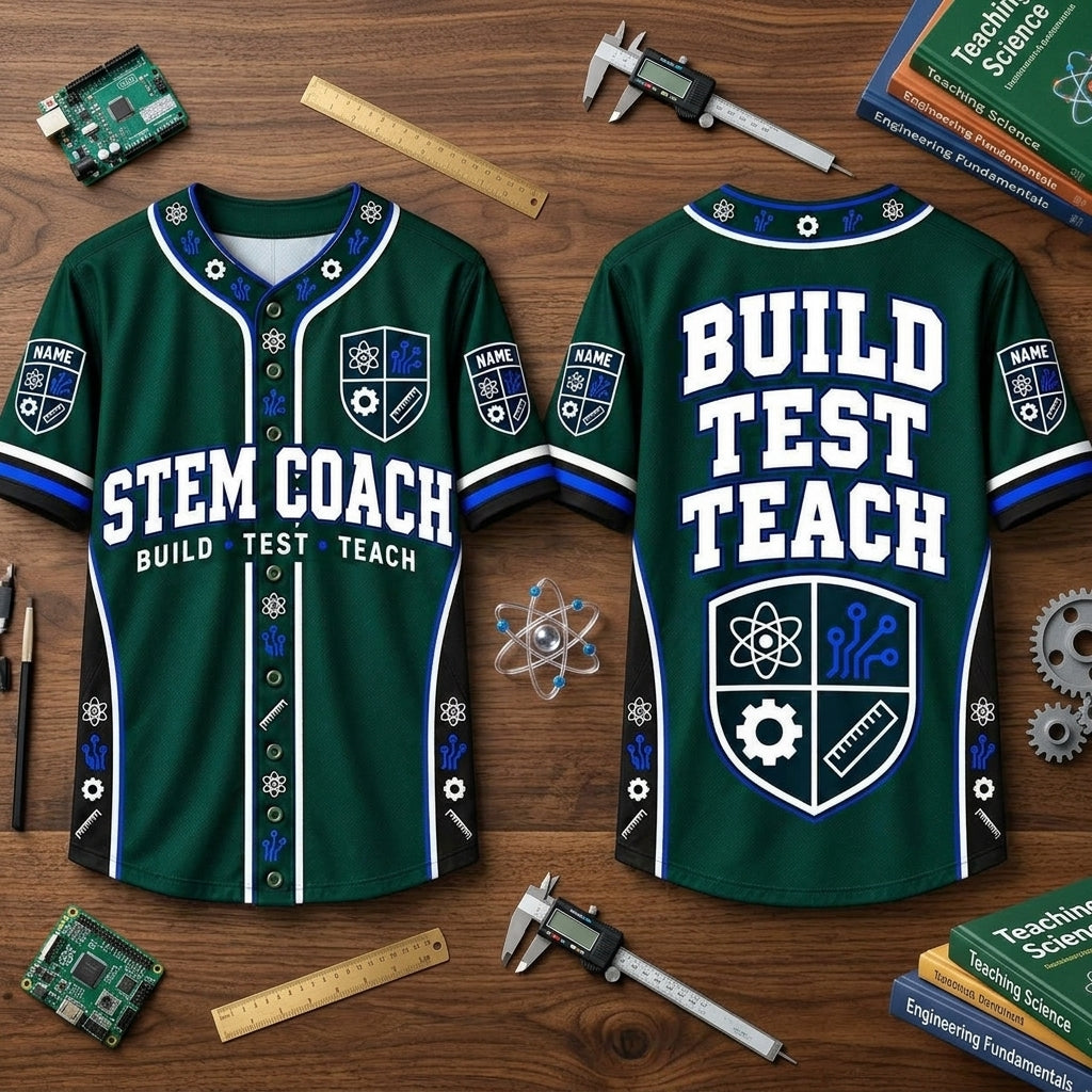 Personalized STEM Teacher Coach Baseball Jersey – Custom Science & Engineering Gift - mockup 2