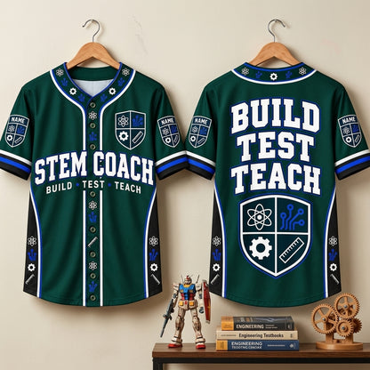 Personalized STEM Teacher Coach Baseball Jersey – Custom Science & Engineering Gift - mockup 3