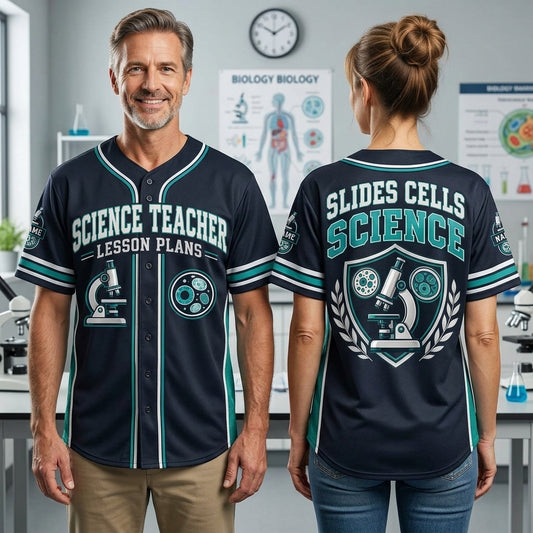 Custom Microscope Science Teacher Lesson Plans Baseball Jersey – STEM Gift - mockup 1