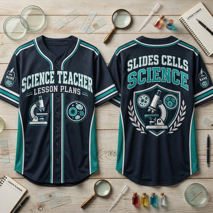 Custom Microscope Science Teacher Lesson Plans Baseball Jersey – STEM Gift - mockup 2