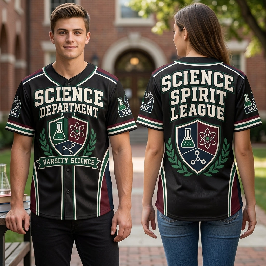 Custom Science Department Spirit Teacher Baseball Jersey - Varsity Science Sportswear - mockup 1