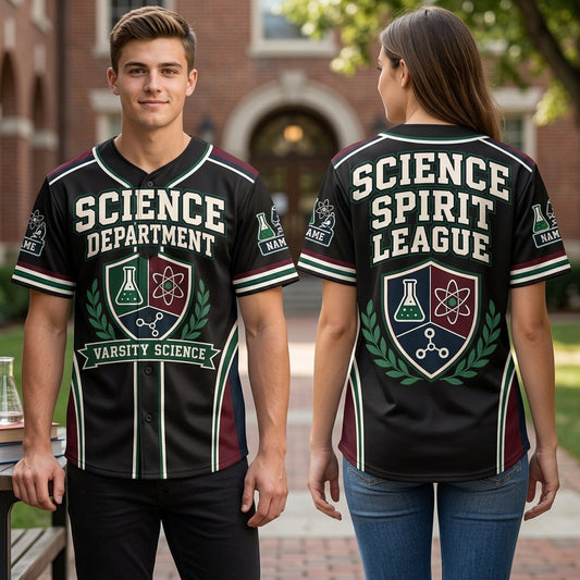 Custom Science Department Spirit Teacher Baseball Jersey - Varsity Science Sportswear - mockup 1