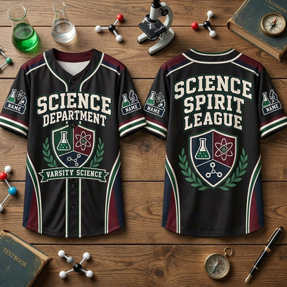 Custom Science Department Spirit Teacher Baseball Jersey - Varsity Science Sportswear - mockup 2