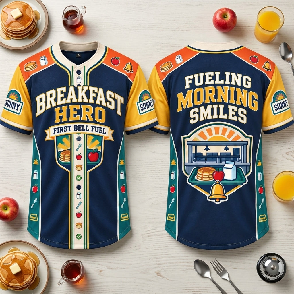 Breakfast Hero School Cafeteria Worker Baseball Jersey – Fueling Morning Smiles - mockup 2