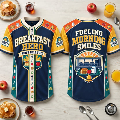 Breakfast Hero School Cafeteria Worker Baseball Jersey – Fueling Morning Smiles - mockup 2