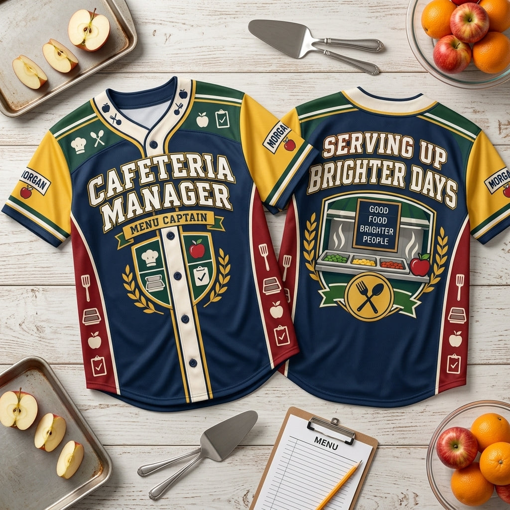 Personalized Cafeteria Manager Menu Captain Baseball Jersey for School Staff - mockup 2