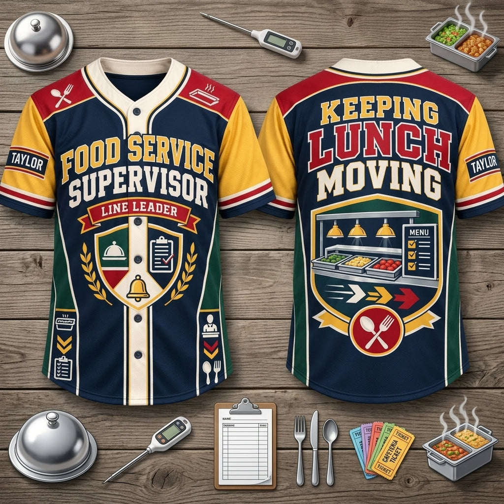 Custom School Food Service Supervisor Baseball Jersey - Personalized Line Leader Gift - mockup 2