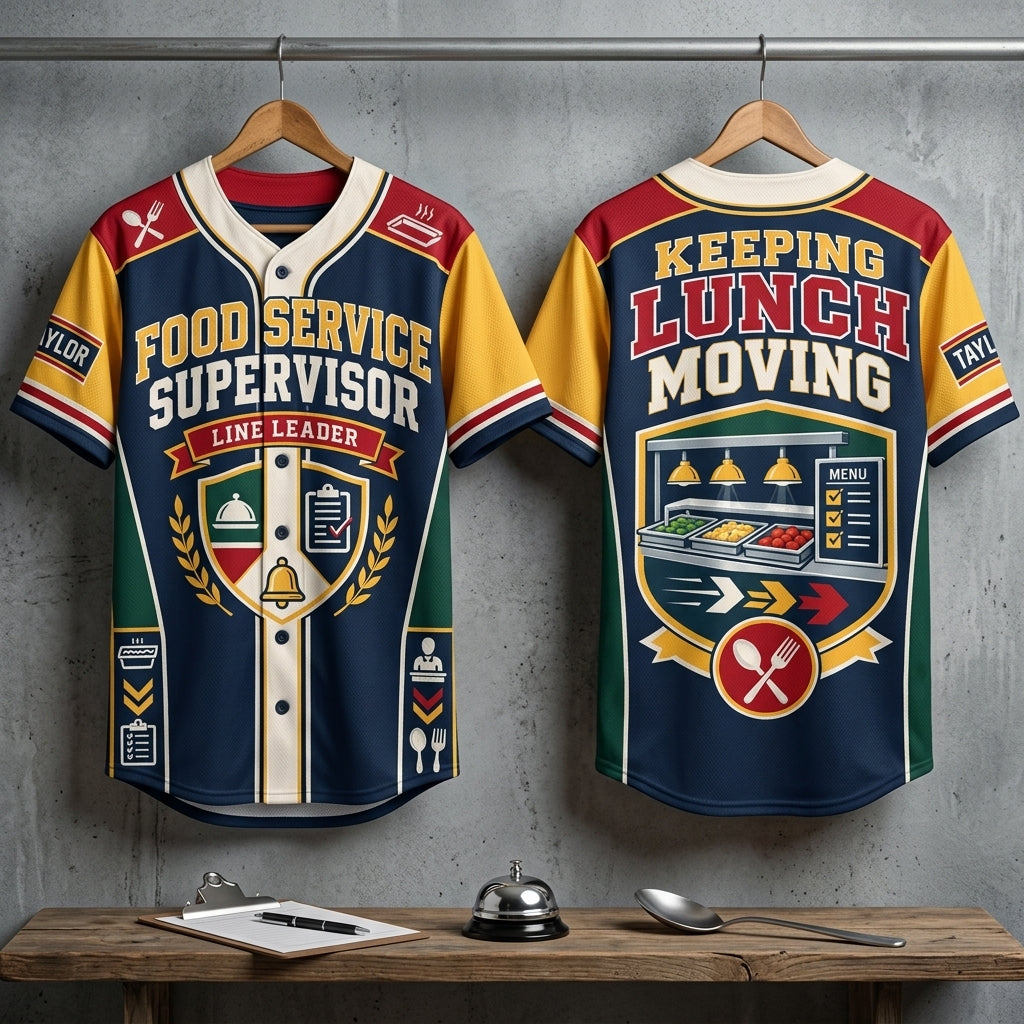 Custom School Food Service Supervisor Baseball Jersey - Personalized Line Leader Gift - mockup 3