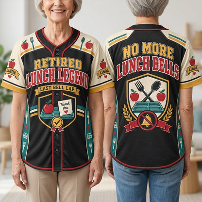 Personalized Retired Lunch Legend Baseball Jersey – Cafeteria Retirement Gift - mockup 1