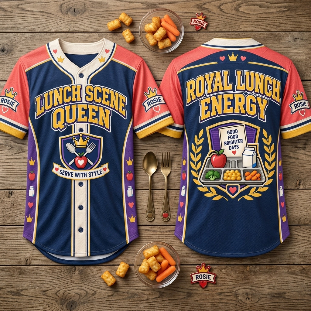 Personalized Queen of the Lunch Scene Baseball Jersey - School Cafeteria Worker Gift - mockup 2