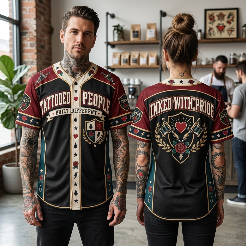 Custom Tattooed People Pride Baseball Jersey – Personalized Inked With Pride Shirt - mockup 1