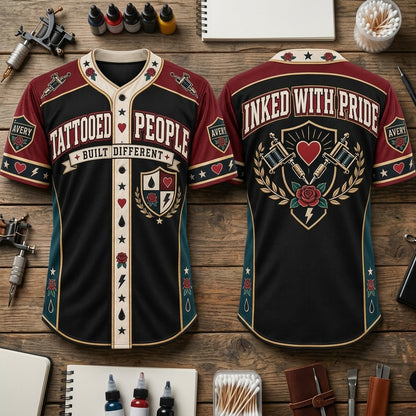 Custom Tattooed People Pride Baseball Jersey – Personalized Inked With Pride Shirt - mockup 2