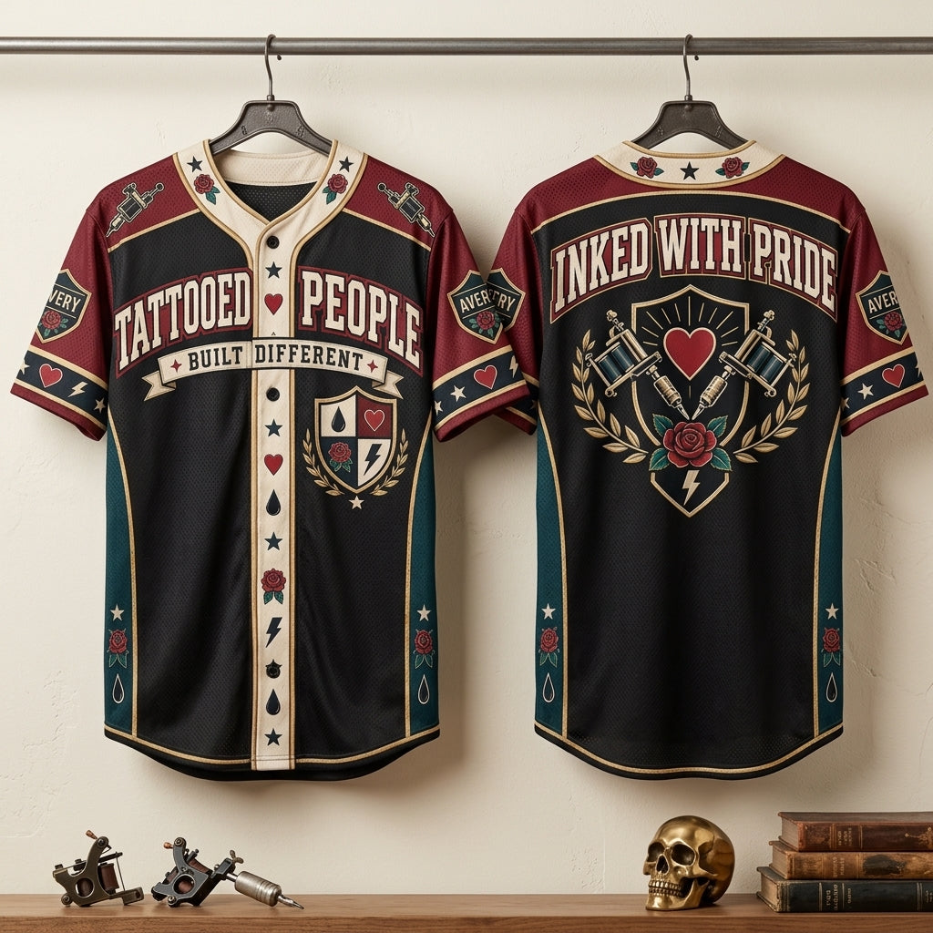 Custom Tattooed People Pride Baseball Jersey – Personalized Inked With Pride Shirt - mockup 3