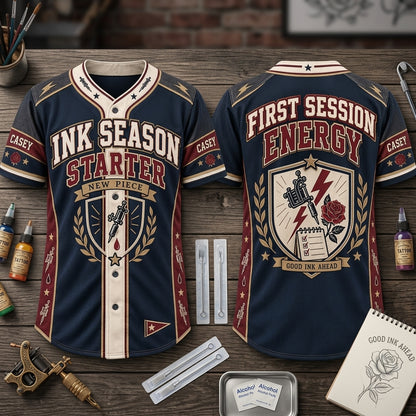 Personalized Ink Season Starter Tattoo Artist Baseball Jersey – Custom Name Gift - mockup 2