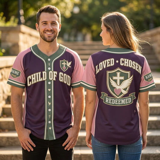 Personalized Child of God Baseball Jersey - Custom Faith & Sports Apparel - mockup 1