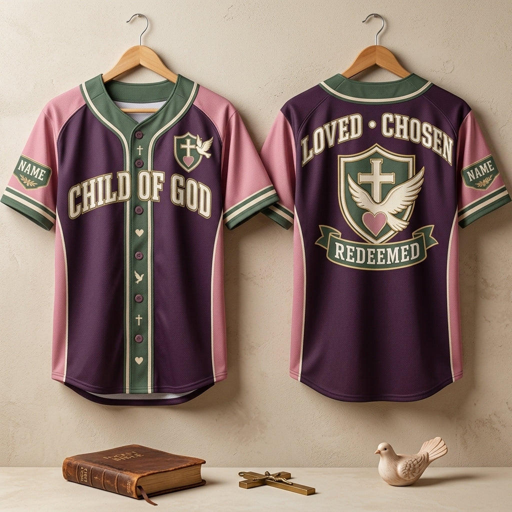 Personalized Child of God Baseball Jersey - Custom Faith & Sports Apparel - mockup 3