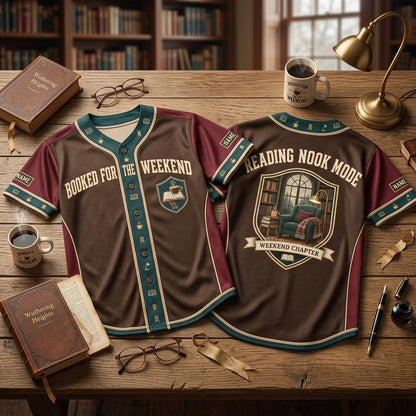 Personalized Cozy Reading Nook Weekend Baseball Jersey - Gift for Book Lovers - mockup 2