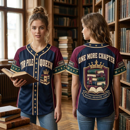 Custom TBR Pile Queen Baseball Jersey – Personalized Gift for Book Lovers - mockup 1