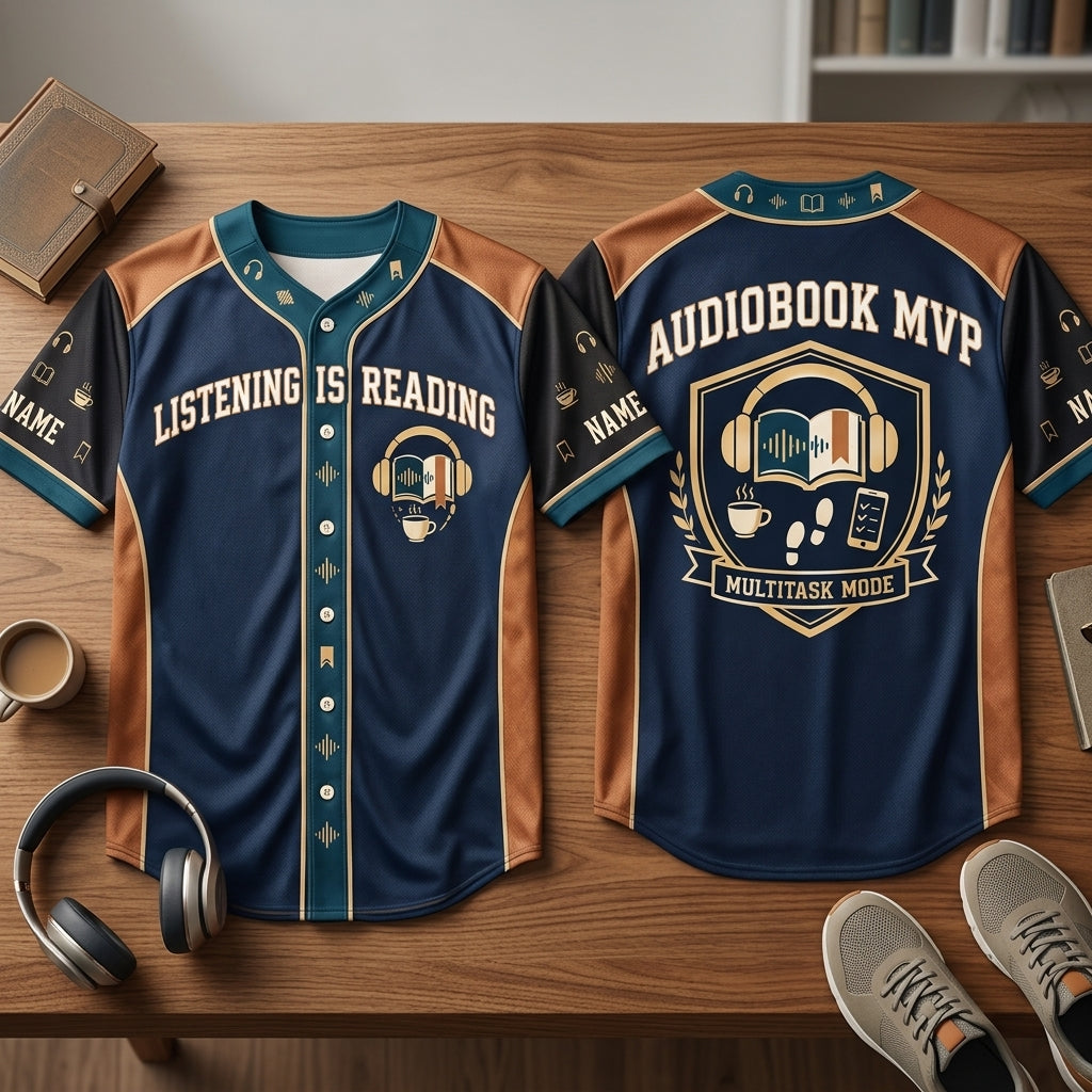 Personalized Audiobook Multitasker Baseball Jersey - Custom Gift for Book Lovers - mockup 2