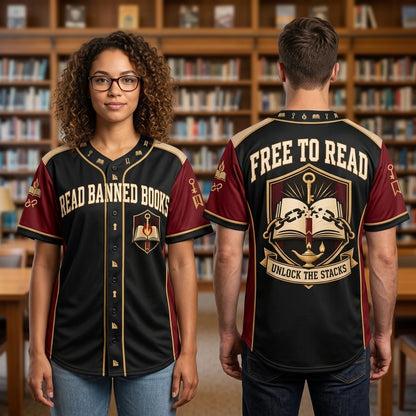 Personalized Read Banned Books Baseball Jersey - Custom Gift for Book Lovers - mockup 1