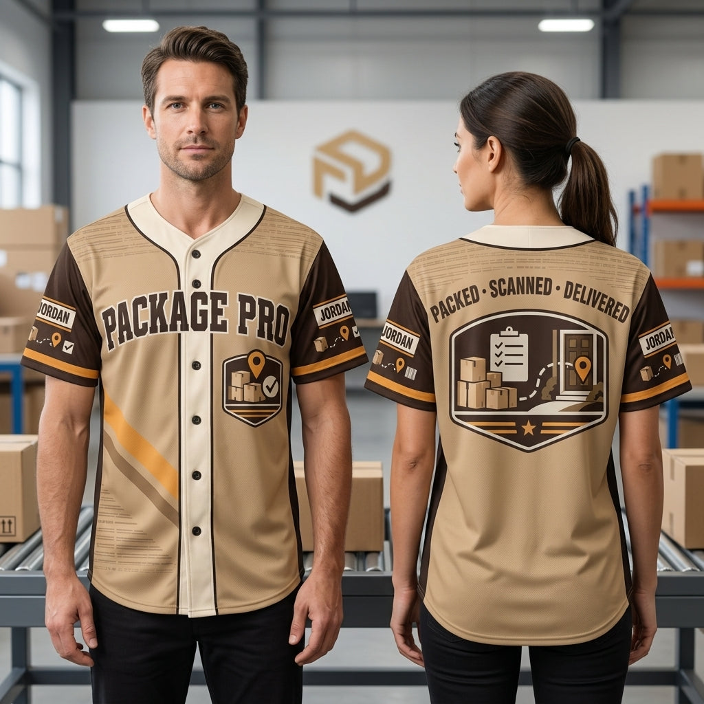 Custom Package Pro Delivery Driver Baseball Jersey - Personalized Logistics Apparel - mockup 1