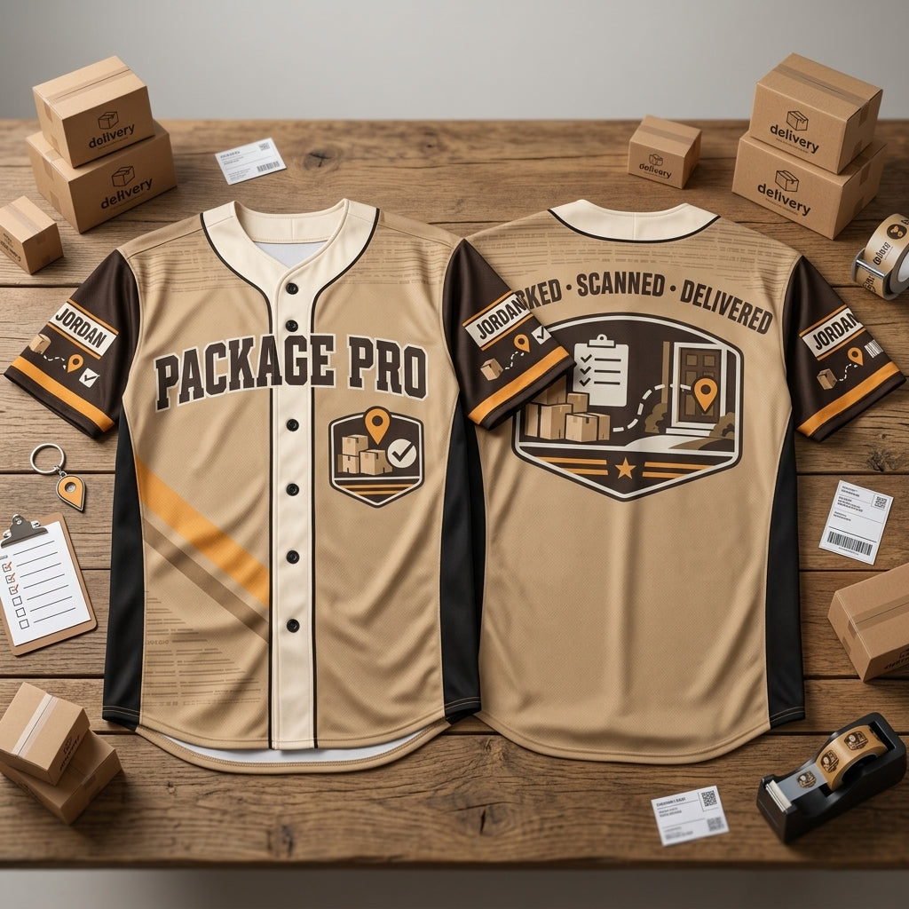 Custom Package Pro Delivery Driver Baseball Jersey - Personalized Logistics Apparel - mockup 2