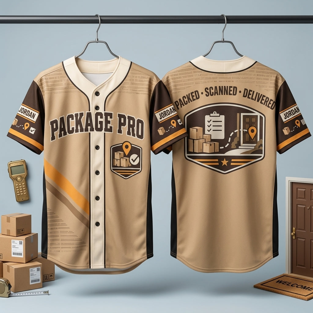 Custom Package Pro Delivery Driver Baseball Jersey - Personalized Logistics Apparel - mockup 3