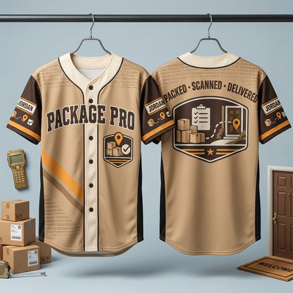 Custom Package Pro Delivery Driver Baseball Jersey - Personalized Logistics Apparel - mockup 3